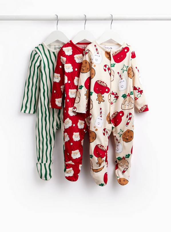 Christmas Treats Sleepsuits 3-Pack Up to 3 mths
